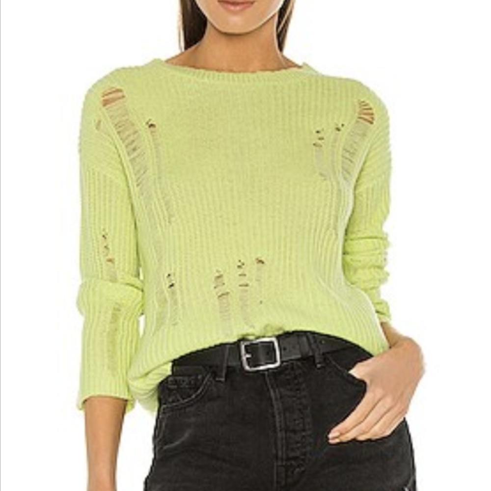 Autumn Cashmere Distressed Sweater from Revolve In Glowstick.